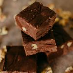 chocolate nut with walnuts embedded in it